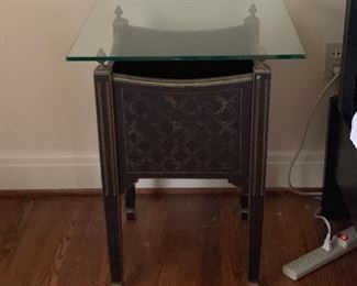 Pair of glass top nightstands.