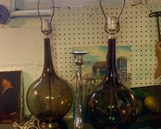 A pair of vintage glass lamps ca 60-70s