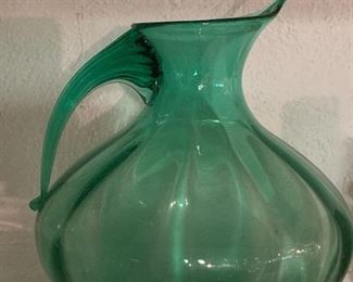 Vintage handblown glass pitcher.