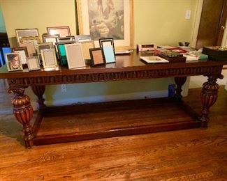 Finely carved library table.