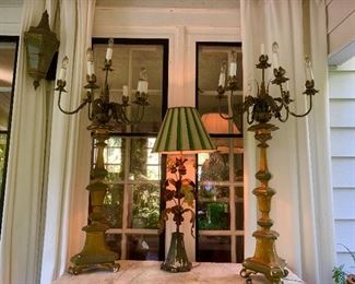 A pair of dramatic Candelabra style lamps.