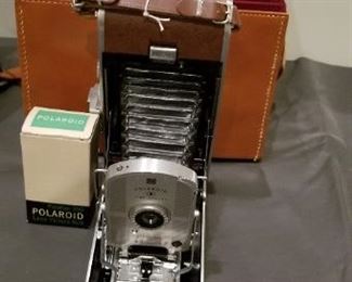 Antique Polaroid with Case and Flash