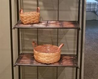 Wicker Shelf Unit and Longaberger baskets