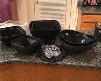 Longaberger Black Baskets with Longaberger Black Stoneware! Really Special!