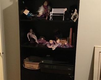 Shelving Unit, Decorative Carved Items and Figurals, Dolls