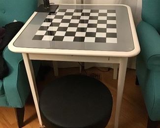 Great Checkerboard Chess Table, Stool