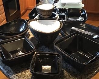 Can you say Rare Longaberger? Black Baskets and Ebony Stoneware, Chip and Dip with Lids