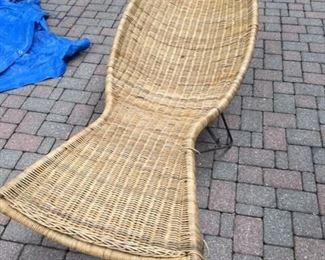RARE AND UNUSUAL MCM RATTAN FISH CHAISE LOUNGE