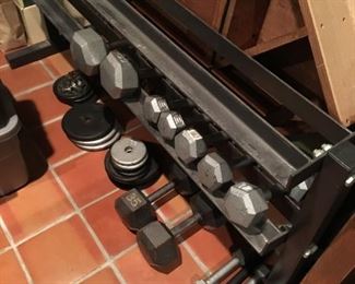 HEAVY IRON WEIGHT RACK WITH WEIGHTS
