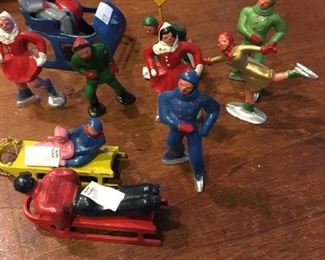 VINTAGE LEAD CHRISTMAS VILLAGE FIGURES