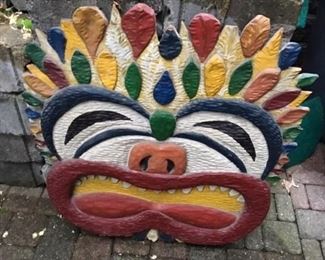 VERY UNIQUE HAND CARVED PAINTED CARNIVALE CIRCUS WALL ART