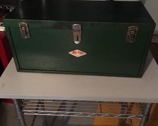 VINTAGE SK TOOL BOX AND TOOLS
