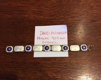 VINTAGE DAVID ANDERSEN NORWAY STERLING AND ENAMEL BRACELET