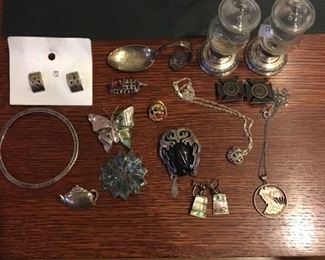 SOME STERLING JEWELRY - LOTS MORE COSTUME JEWELRY NOT PICTURED