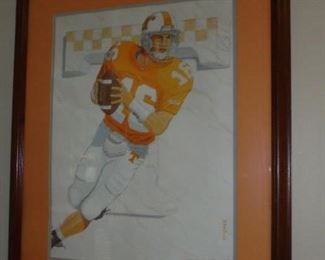 "Peyton' matted & framed painting of Peyton Manning by Harold McGee #324/1997' signed