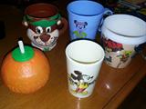 Vintage cups, Weeki Wachee Silver Springs Orange Drink Souvenir, Batman & Robin cup from 1966, etc.