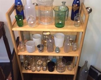 bottles and candleholders
