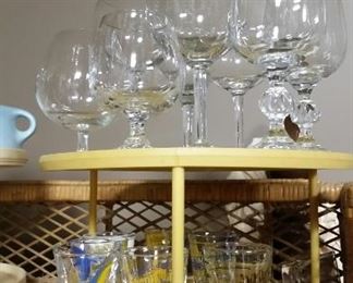 Glassware including Southern Airways jiggers