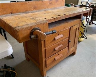 Antique Christiansen Woodworkers Carpenters Bench