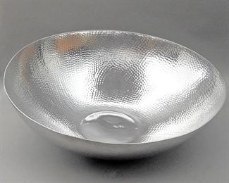 One of two New Large Designer Hand Hammered and Silver Decorator Bowls