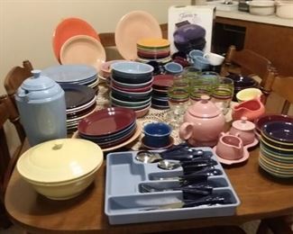 Fiesta Ware.  Nice collection of new and old!  Coffee pots , casseroles, flatware, waffle maker
