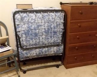 Roll Away Bed; 5-Drawer Dresser and Side Chair