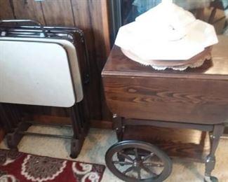 TV trays and Wood Tea Cart