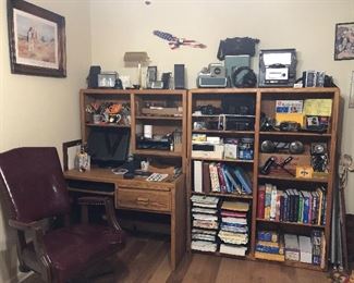 Computer Desk & Hutch, Matching Double Bookcase, Office Supplies, Cameras and Photography Equipment...