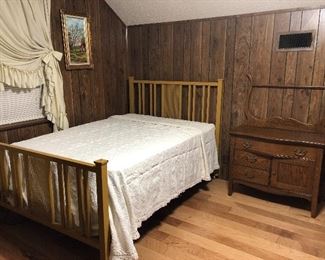 Vintage, Metal, Full-Size Bed, Antique Wash-Stand with Drying Rack...