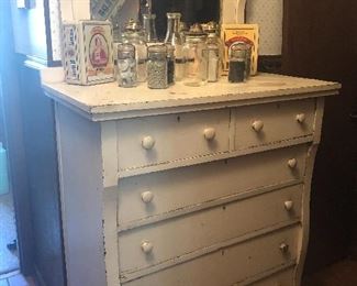 Antique 6 Drawer Chest with Mirror