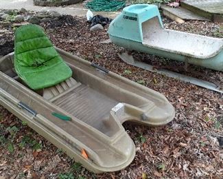Bass Hunter flat bottom boat, snowmobile trailer