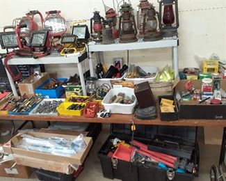 shop lights, tools, lanterns