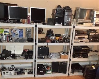 labeling machine, Sony monitor, VHS players, DVD player (Magnavox, Hitachi, Samsung, Sanyo), Samsung VHS/DVD player, JVC fm/am computer controlled receiver, Magnavox stereo, Dell & HP computer towers, monitors, Sony color video printer, Interex and Belkin surge suppressor, Motorola home monitoring camera, Aiwa digital audio system/speakers