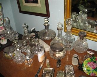 Large group of perfume bottles