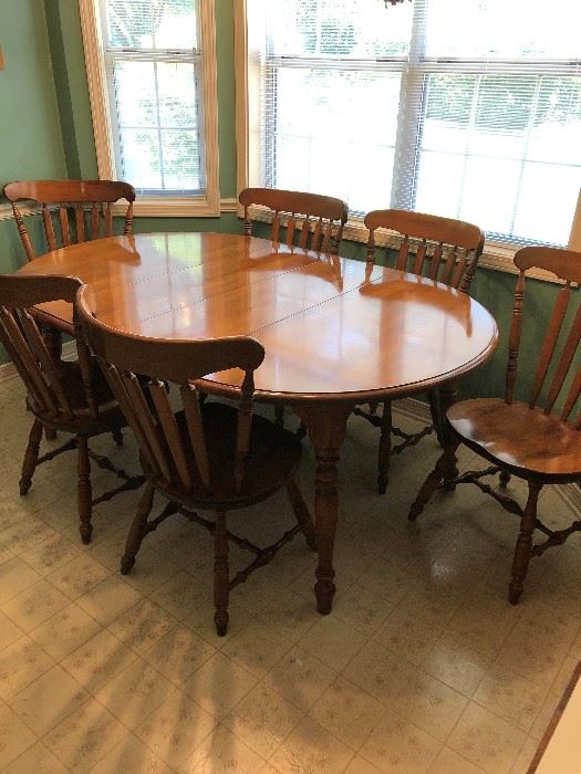 Hard Rock Maple Table w/2 Leaves and 6 Chairs