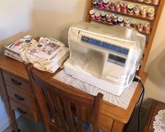 Brother Sewing Machine, Singer Sewing Machine w/Cabinet, Oak Side Chair