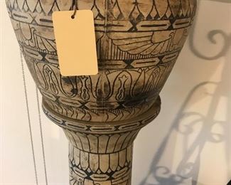 Monmouth Stoneware Egyptian Revival Jardiniere And Pedestal