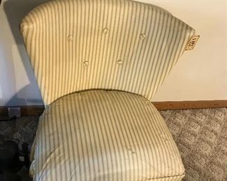 Vintage Gold & Cream Striped Chair