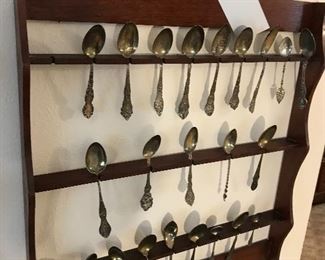 Vintage STERLING SILVER Souvenir Spoons With Spoon Hold ~ Two Sets Available