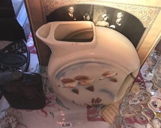 Vintage Ceramic Water Pitcher With Geese