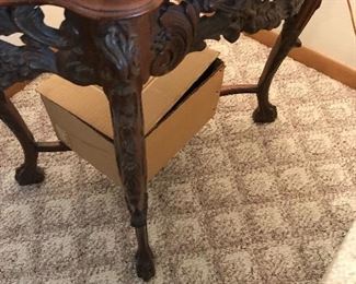 Antique Ornately Carved Wooden Parlor Table 