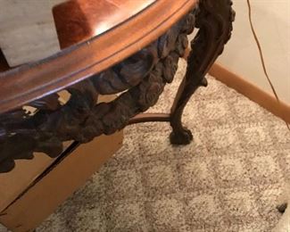 Antique Ornately Carved Wooden Parlor Table