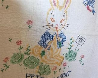Vintage Peter Rabbit Hand Made Childrens Quilt