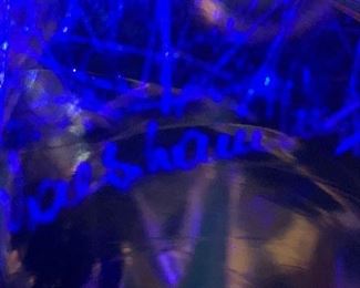 Signed art glass.