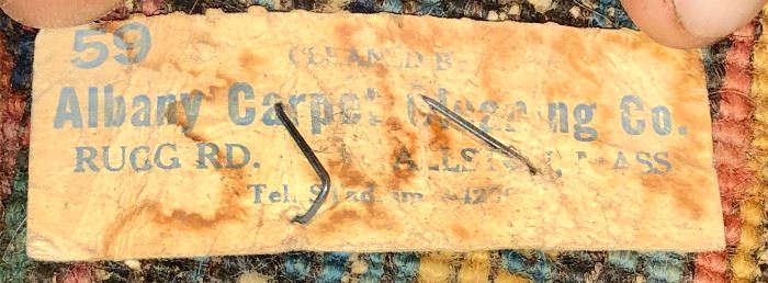 Cleaners label from carpet.