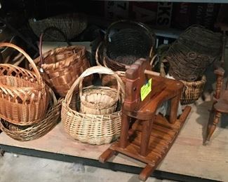 WE HAVE LOTS OF GREAT BASKETS, ANOTHER ROCKING HORSE AND CHILD'S ROCKING CHAIR
