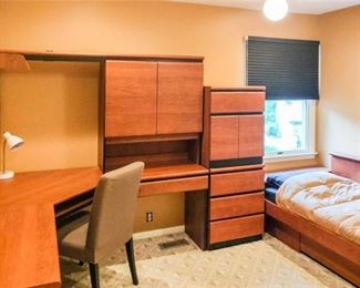 Bedroom set with desk and plenty of storage. These are individual pieces that go together
