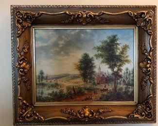 Oil painting in beautiful antique frame