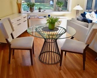 West Elm glass top table with 2 chairs