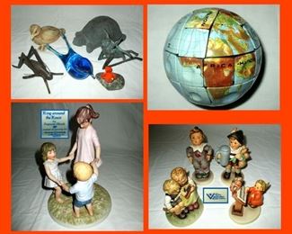 Metal Crickets & Other Cute Critters, Globe Puzzle,  Frances Hook Sculpture and Hummels 